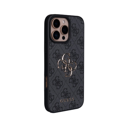 Apple iPhone 16 Pro Max Kılıf Guess Orjinal Lisanslı PU Deri 4G Büyük Metal Logolu Çapraz Vücut Askılı Kapak