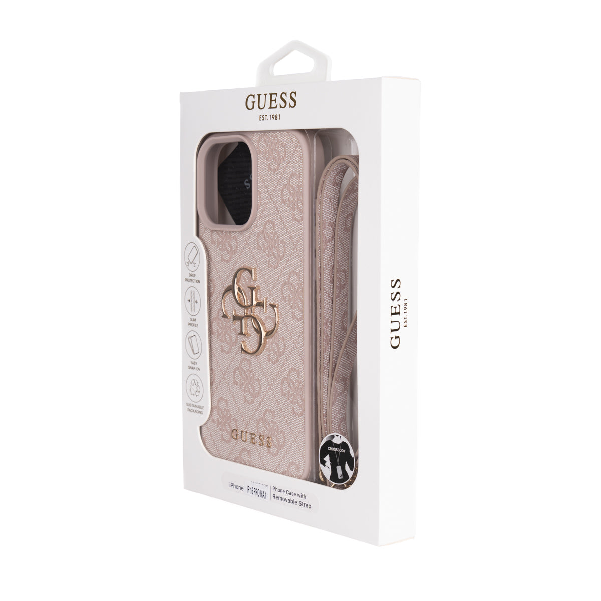 Apple iPhone 16 Pro Max Kılıf Guess Orjinal Lisanslı PU Deri 4G Büyük Metal Logolu Çapraz Vücut Askılı Kapak