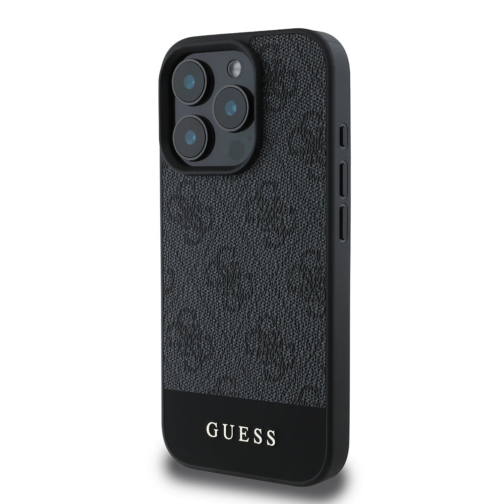 Apple iPhone 16 Pro Max Kılıf Guess Orjinal Lisanslı PU Deri Şerit Logo Dizaynlı Kapak