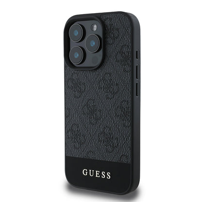 Apple iPhone 16 Pro Max Kılıf Guess Orjinal Lisanslı PU Deri Şerit Logo Dizaynlı Kapak