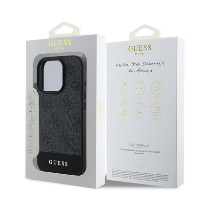 Apple iPhone 16 Pro Max Kılıf Guess Orjinal Lisanslı PU Deri Şerit Logo Dizaynlı Kapak