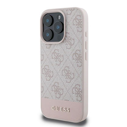 Apple iPhone 16 Pro Max Kılıf Guess Orjinal Lisanslı PU Deri Şerit Logo Dizaynlı Kapak