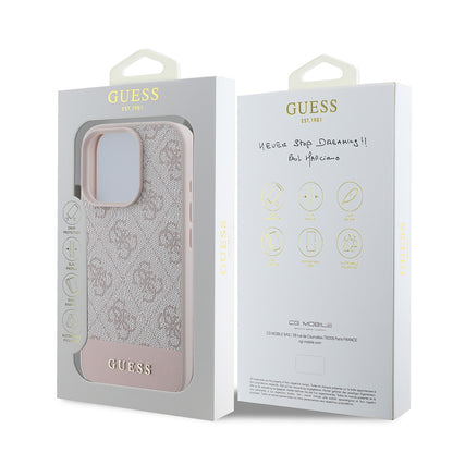 Apple iPhone 16 Pro Max Kılıf Guess Orjinal Lisanslı PU Deri Şerit Logo Dizaynlı Kapak