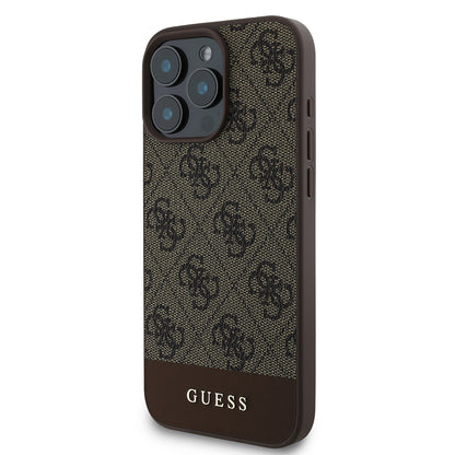 Apple iPhone 16 Pro Max Kılıf Guess Orjinal Lisanslı PU Deri Şerit Logo Dizaynlı Kapak