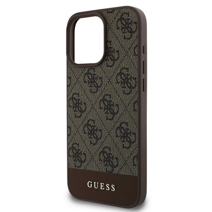 Apple iPhone 16 Pro Max Kılıf Guess Orjinal Lisanslı PU Deri Şerit Logo Dizaynlı Kapak