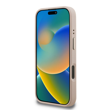 Apple iPhone 16 Pro Max Kılıf Guess Orjinal Lisanslı PU Deri Taşlı Üçgen Logo 4G Desenli Kamera Standlı Kapak