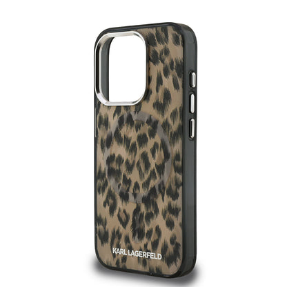 Apple iPhone 16 Pro Max Kılıf Karl Lagerfeld Orjinal Lisanslı IML Leopar Baskılı Kapak