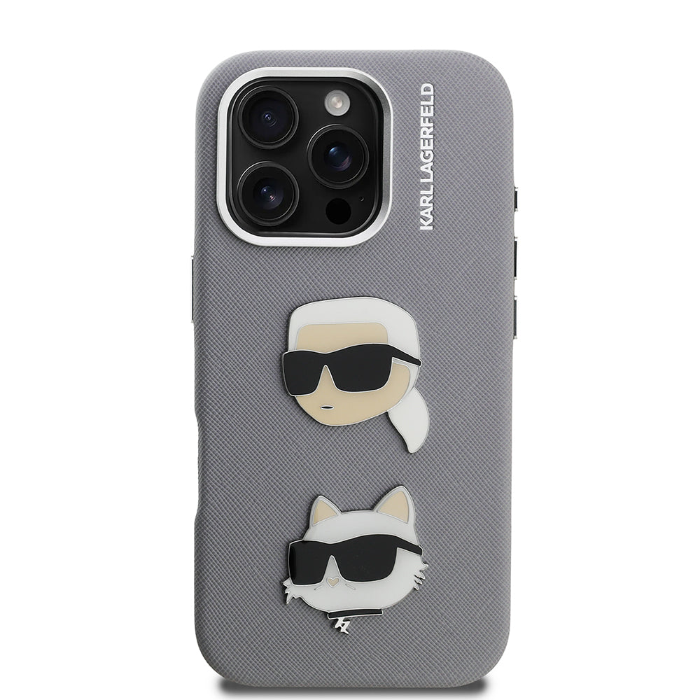 Apple iPhone 16 Pro Max Kılıf Karl Lagerfeld Orjinal Lisanslı K&C Heads Pin Kapak