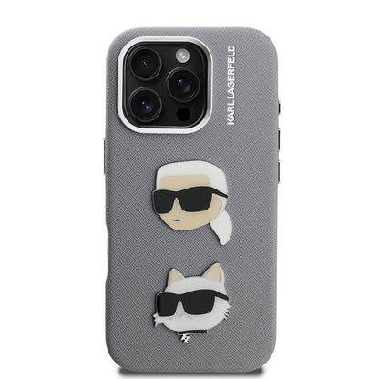 Apple iPhone 16 Pro Max Kılıf Karl Lagerfeld Orjinal Lisanslı K&C Heads Pin Kapak