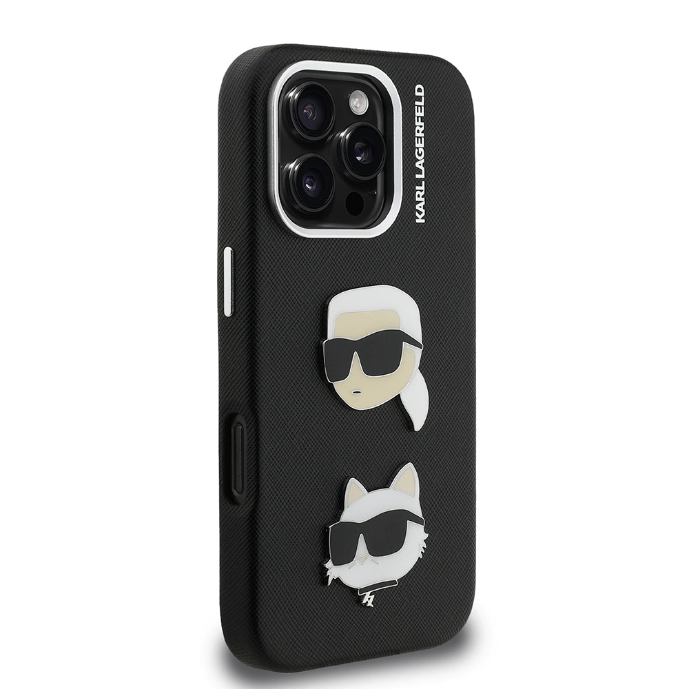 Apple iPhone 16 Pro Max Kılıf Karl Lagerfeld Orjinal Lisanslı K&C Heads Pin Kapak