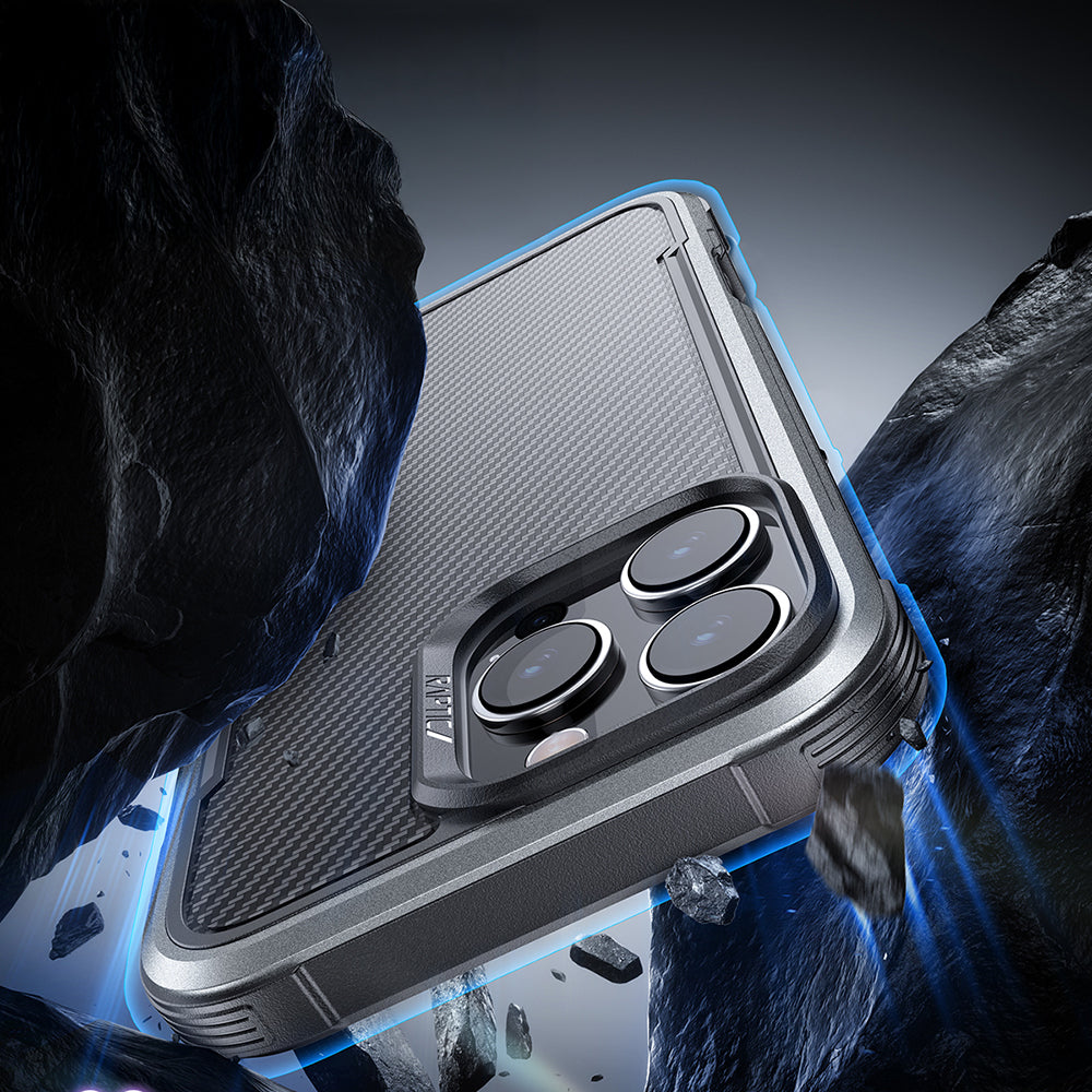 Apple iPhone 16 Pro Max Kılıf M-safe Şarj Özellikli Airbagli Raptic Apex Serisi Karbon Fiber Tasarımlı Kapak