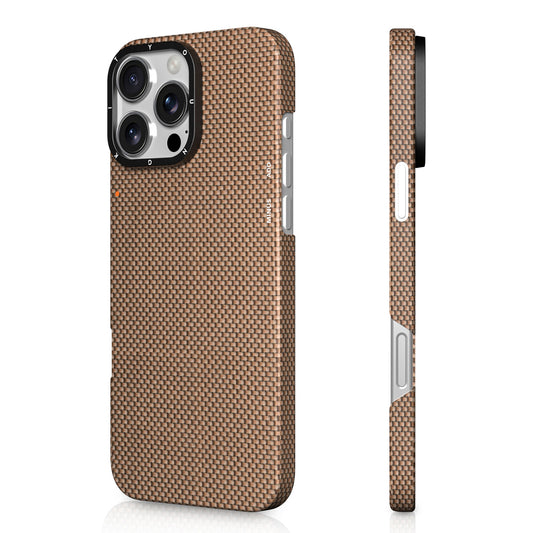 Apple iPhone 16 Pro Max Kılıf M-safe Şarj Özellikli Aramid Fiber Youngkit 1500D Extreme Wing Titanyum-Gold Serisi Kapak