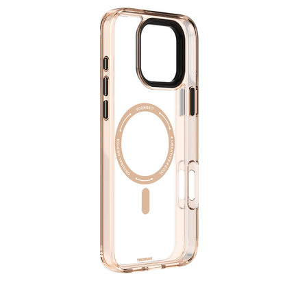 Apple iPhone 16 Pro Max Kılıf M-safe Şarj Özellikli Cam Arka Yüzey TPU Youngkit Gemstone Clear Serisi Kapak