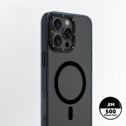 Apple iPhone 16 Pro Max Kılıf M-safe Şarj Özellikli Cam Arka Yüzey TPU Youngkit Gemstone Clear Serisi Kapak