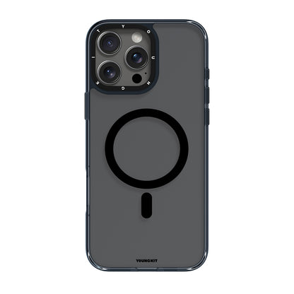 Apple iPhone 16 Pro Max Kılıf M-safe Şarj Özellikli Cam Arka Yüzey TPU Youngkit Gemstone Clear Serisi Kapak