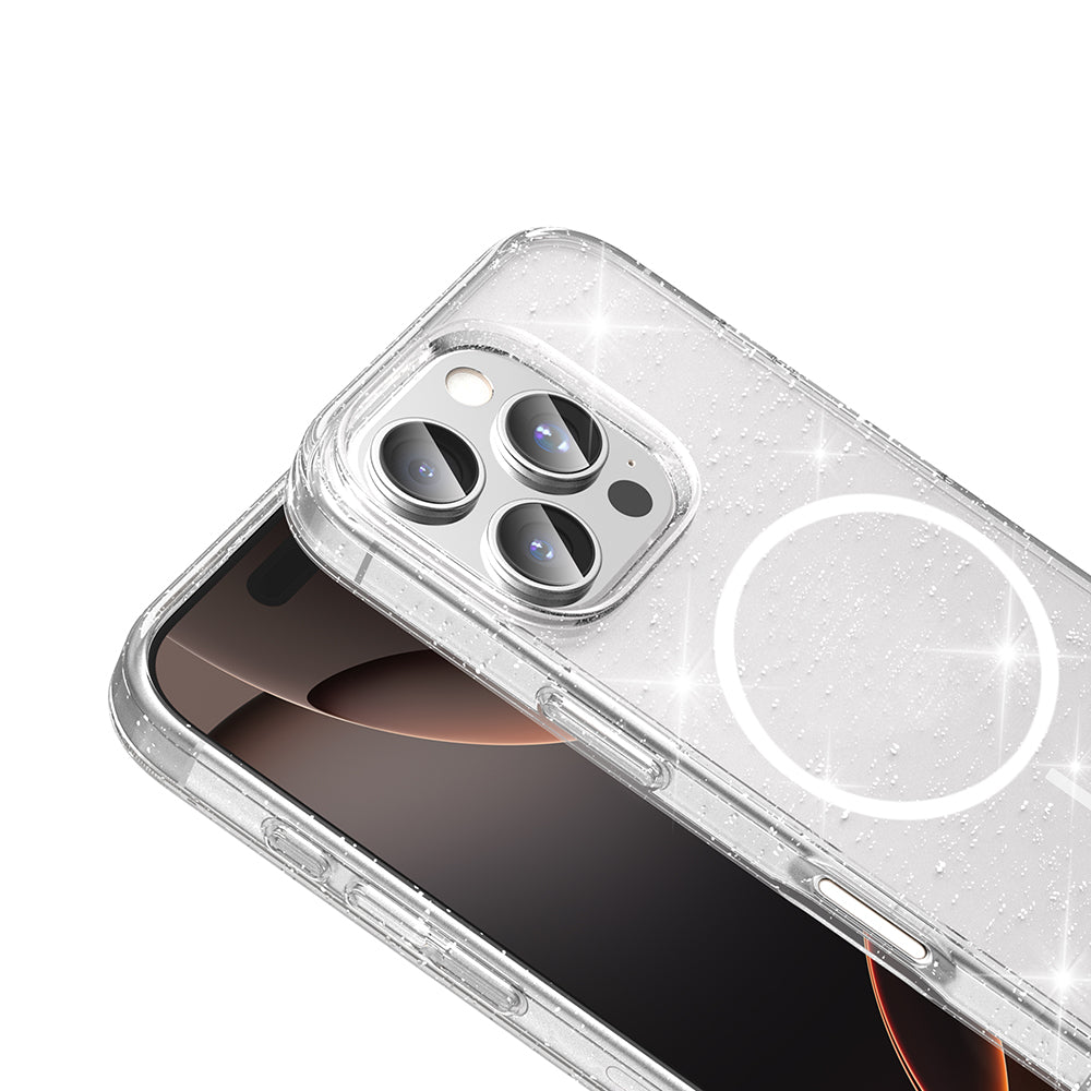Apple iPhone 16 Pro Max Kılıf M-safe Şarj Özellikli Parlayan Simli Saydam Renkli Zore Maris Kapak