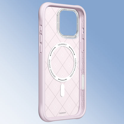 Apple iPhone 16 Pro Max Kılıf M-safe Şarj Özellikli Youngkit Argyle Serisi Kapak
