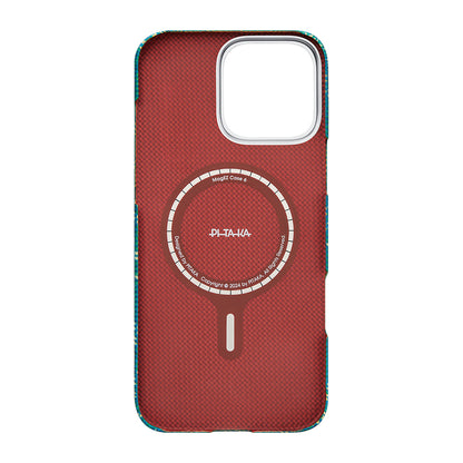 Apple iPhone 16 Pro Max Kılıf M-safe Şarj Özellikli Aramid Fiber Pitaka Tactile Woven Monogram Serisi Kapak