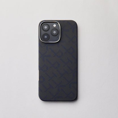 Apple iPhone 16 Pro Max Kılıf M-safe Şarj Özellikli Aramid Fiber Pitaka Tactile Woven Monogram Serisi Kapak