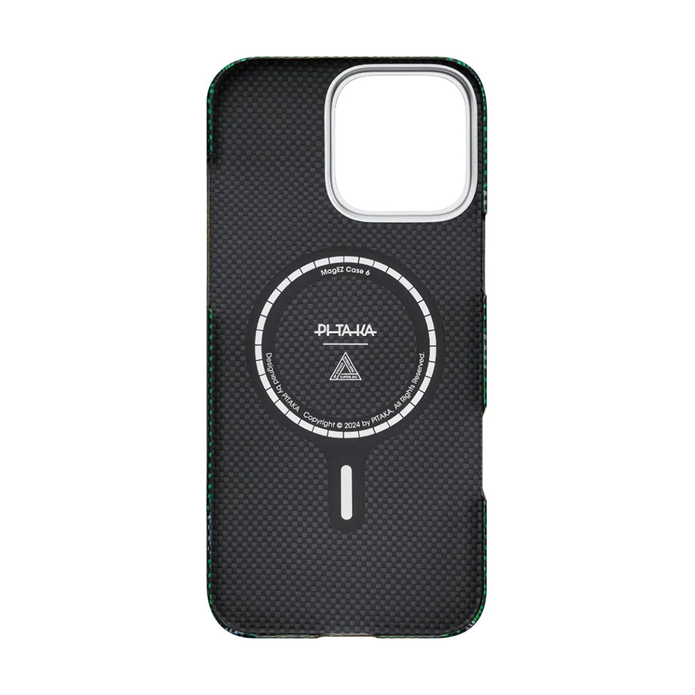 Apple iPhone 16 Pro Max Kılıf M-safe Şarj Özellikli Aramid Fiber Re-TROS Tasarımlı Pitaka Tactile Woven Rebuilding Serisi Kapak
