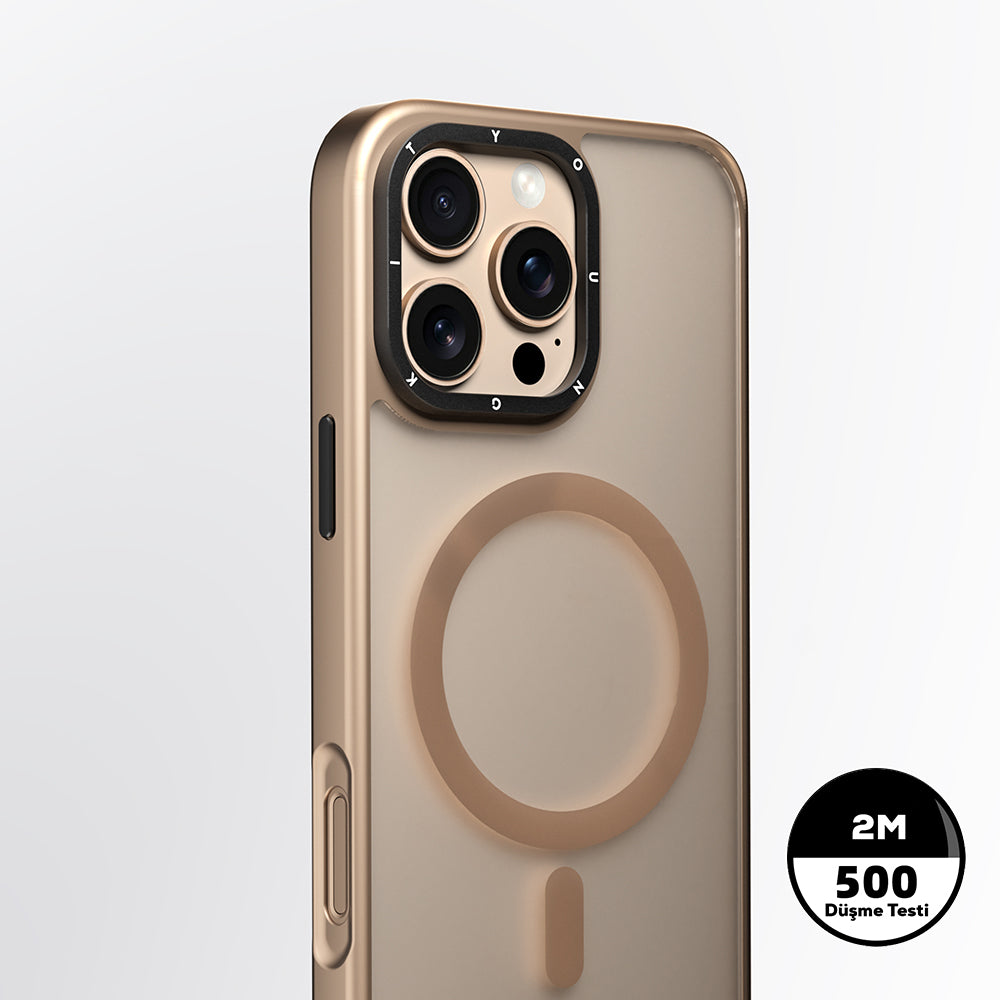 Apple iPhone 16 Pro Max Kılıf M-safe Şarj Özellikli Cam Arka Yüzey TPU Youngkit Gemstone Serisi Kapak