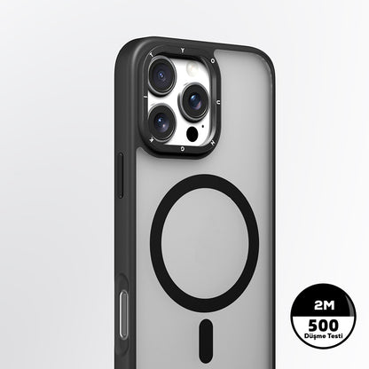Apple iPhone 16 Pro Max Kılıf M-safe Şarj Özellikli Cam Arka Yüzey TPU Youngkit Gemstone Serisi Kapak