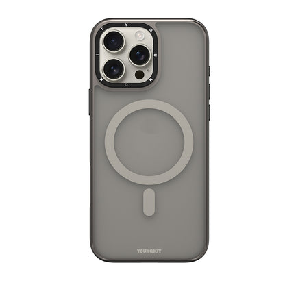 Apple iPhone 16 Pro Max Kılıf M-safe Şarj Özellikli Cam Arka Yüzey TPU Youngkit Gemstone Serisi Kapak
