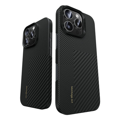 Apple iPhone 16 Pro Max Kılıf Magsafe Şarj Özellikli Karbon Fiber Benks Yeni Seri Montage ArmorAir Kevlar Kapak