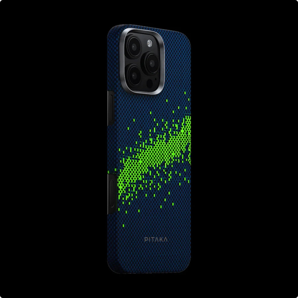 Apple iPhone 16 Pro Max Kılıf M-safe Şarj Özellikli Lumintex Teknolojili Fosforlu Özellikli Aramid Fiber Pitaka Tactile Woven Starpeak Serisi Milky Way Galaxy Kapak