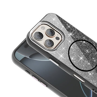 Apple iPhone 16 Pro Max Kılıf M-safe Şarj Özellikli Parlayan Simli Zore Okso Kapak