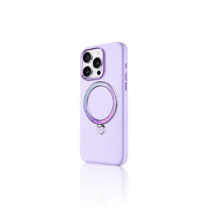 Apple iPhone 16 Pro Max Kılıf M-safe Şarj Özellikli Standlı Suni Deri Tasarımlı Pynana Dancing Circle Serisi Kapak