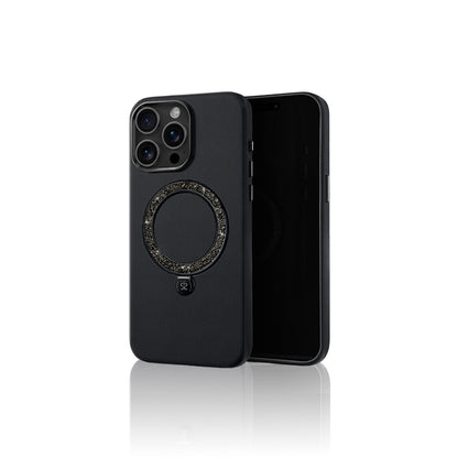 Apple iPhone 16 Pro Max Kılıf M-safe Şarj Özellikli Standlı Suni Deri Tasarımlı Pynana Dancing Circle Serisi Kapak