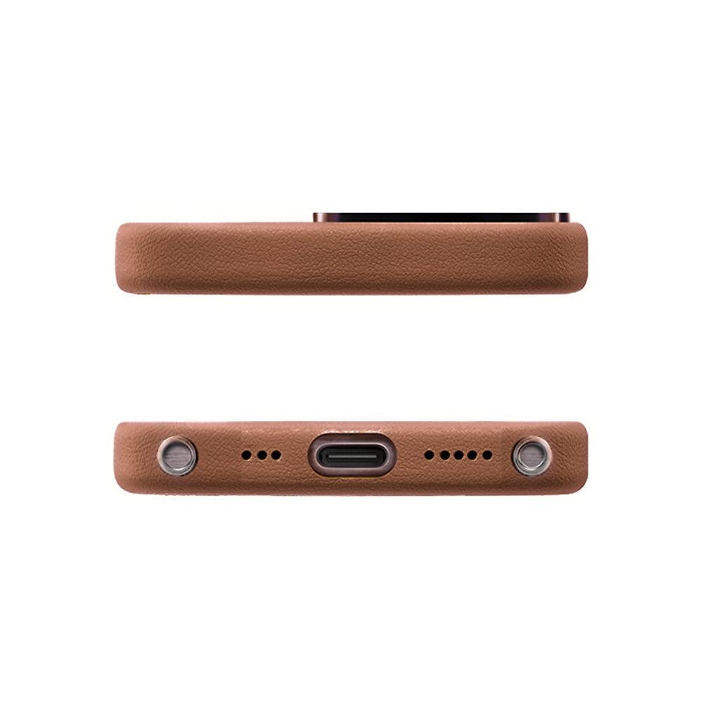 Apple iPhone 16 Pro Max Kılıf M-safe Şarj Özellikli Standlı Suni Deri Tasarımlı Pynana Dancing Circle Serisi Kapak