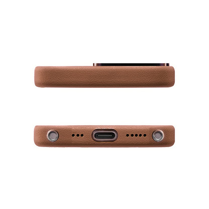 Apple iPhone 16 Pro Max Kılıf M-safe Şarj Özellikli Standlı Suni Deri Tasarımlı Pynana Dancing Circle Serisi Kapak