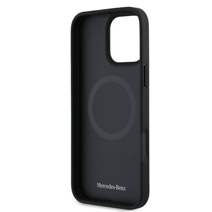 Apple iPhone 16 Pro Max Kılıf Mercedes Benz Orjinal Lisanslı M-safe Şarj Özellikli Metal Yıldız Logolu Sade Pürüzsüz Deri Kapak