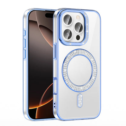 Apple iPhone 16 Pro Max Kılıf Pırlanta Taş Tasarımlı M-safe Şarj Özellikli Zore Karetta Silikon Kapak