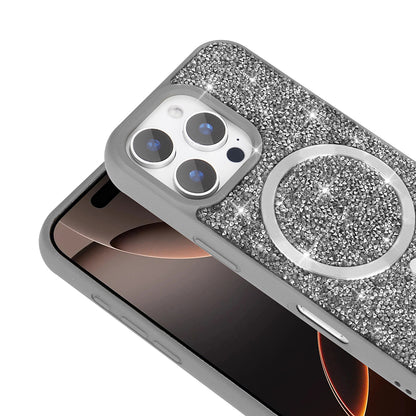 Apple iPhone 16 Pro Max Kılıf Pırlanta Tasarımlı M-safe Şarj Özellikli Zore Mozaik Silikon Kapak