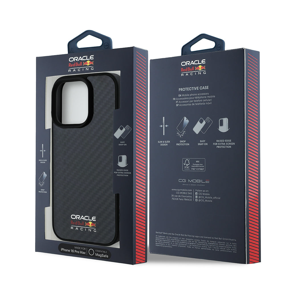Apple iPhone 16 Pro Max Kılıf Redbull Orjinal Lisanslı M-safe Şarj Özellikli Karbon Fiber Tasarımlı Parlayan Logolu Kapak