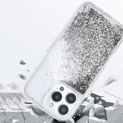 Apple iPhone 16 Pro Max Kılıf Sıvılı Simli Şeffaf Arka Yüzey Zore Keto Silikon Kapak