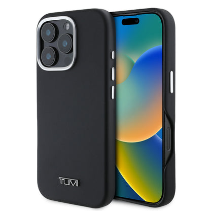 Apple iPhone 16 Pro Max Kılıf TUMI Orjinal Lisanslı M-safe Şarj Özellikli Metal Yazı Logolu PU Deri Kapak