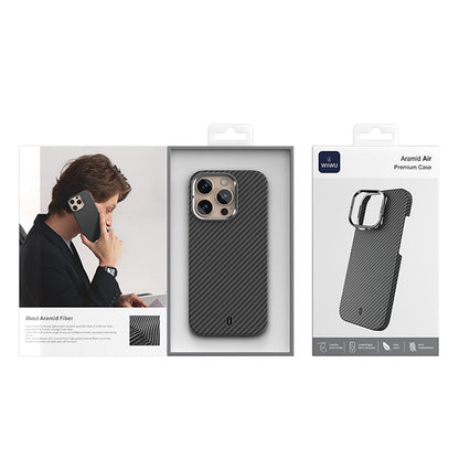 Apple iPhone 16 Pro Max Kılıf Wiwu DCC-206 M-safe Şarj Özellikli Kamera Standlı Aramid Fiber Tasarım Kapak