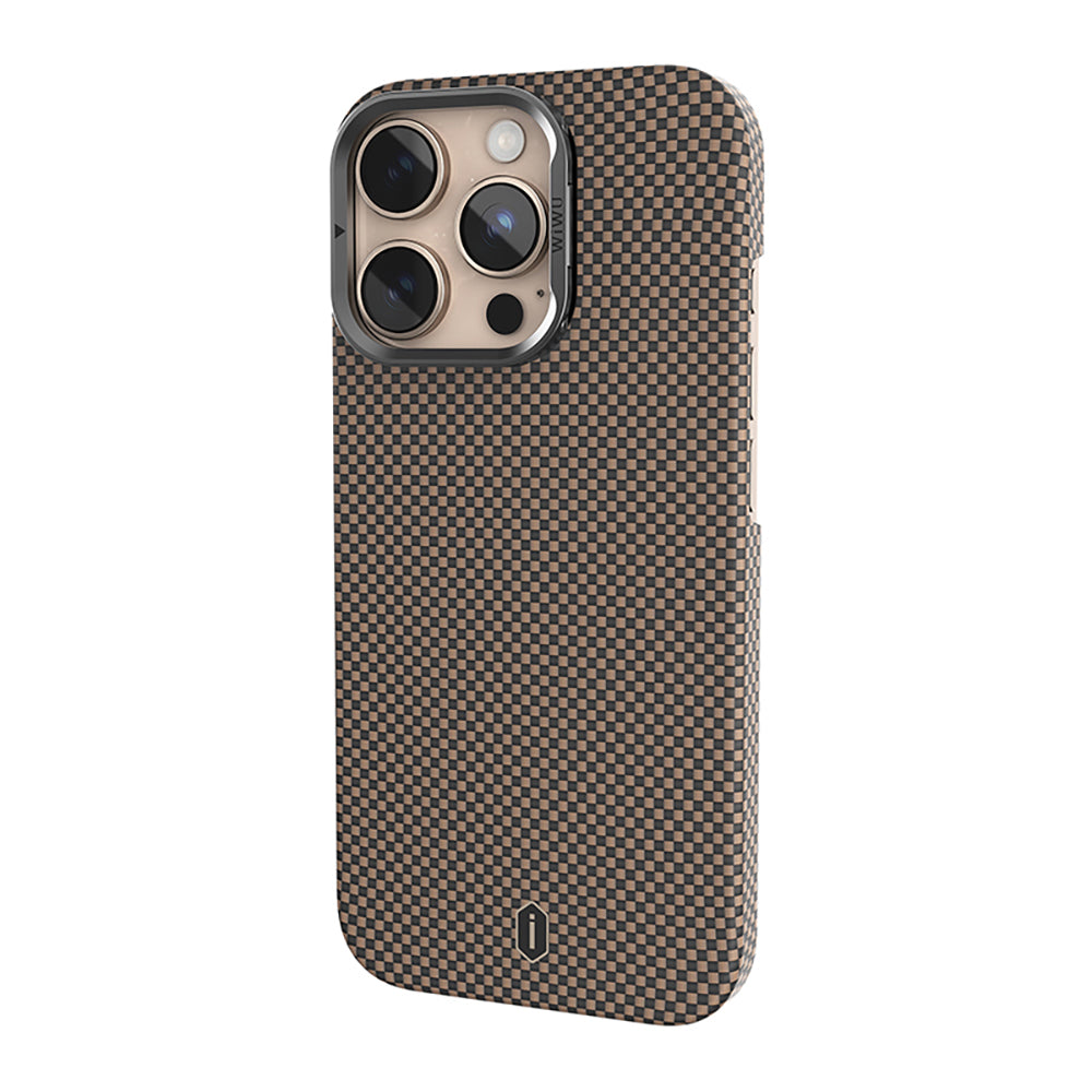 Apple iPhone 16 Pro Max Kılıf Wiwu DCC-208 M-safe Şarj Özellikli Kamera Standlı Aramid Fiber Tasarım Kapak