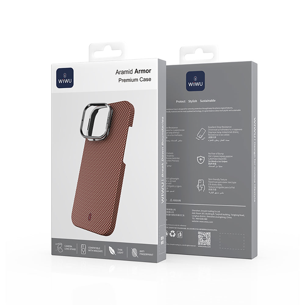 Apple iPhone 16 Pro Max Kılıf Wiwu DCC-208 M-safe Şarj Özellikli Kamera Standlı Aramid Fiber Tasarım Kapak