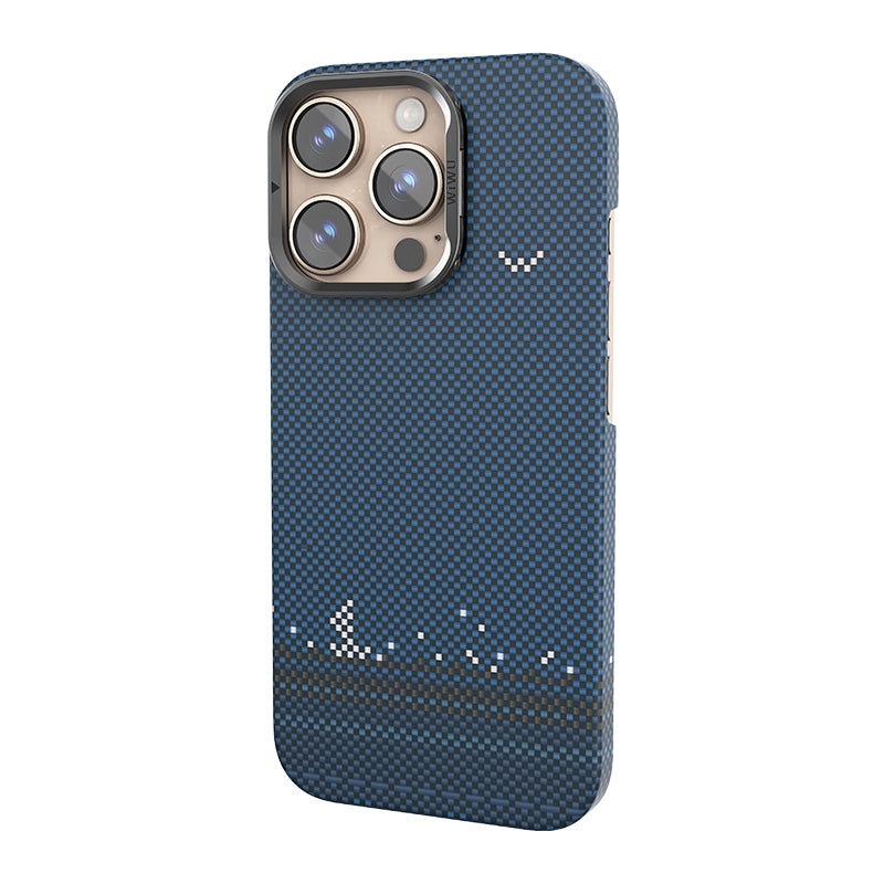Apple iPhone 16 Pro Max Kılıf Wiwu DCC-209 M-safe Şarj Özellikli Kamera Standlı Aramid Fiber Tasarım Kapak