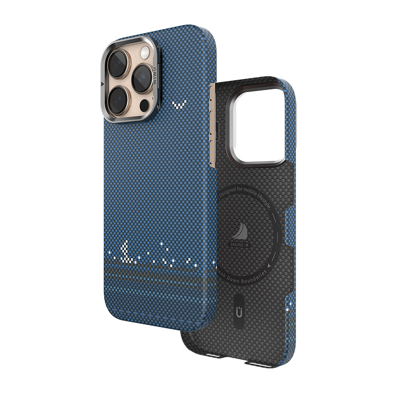 Apple iPhone 16 Pro Max Kılıf Wiwu DCC-209 M-safe Şarj Özellikli Kamera Standlı Aramid Fiber Tasarım Kapak