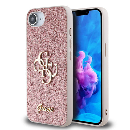 Apple iPhone 16E Kılıf Guess Orjinal Lisanslı 4G Büyük Metal Logolu Glitter Kapak