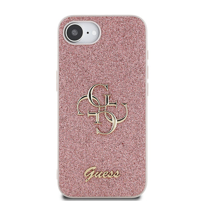 Apple iPhone 16E Kılıf Guess Orjinal Lisanslı 4G Büyük Metal Logolu Glitter Kapak