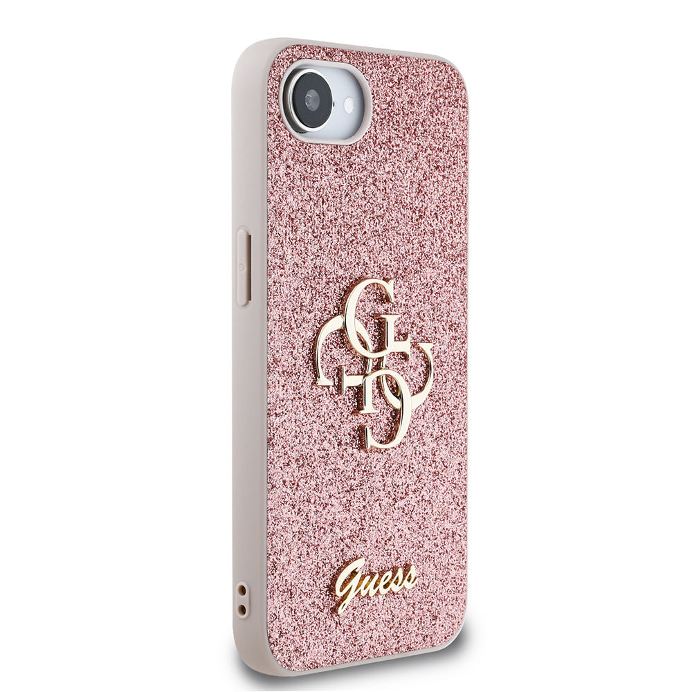 Apple iPhone 16E Kılıf Guess Orjinal Lisanslı 4G Büyük Metal Logolu Glitter Kapak