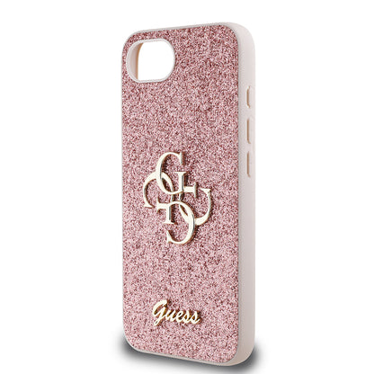 Apple iPhone 16E Kılıf Guess Orjinal Lisanslı 4G Büyük Metal Logolu Glitter Kapak