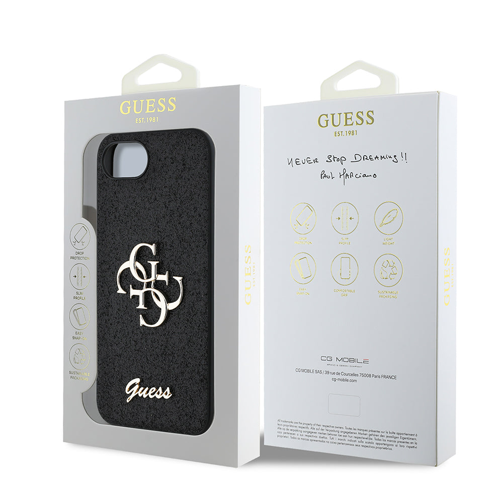 Apple iPhone 16E Kılıf Guess Orjinal Lisanslı 4G Büyük Metal Logolu Glitter Kapak